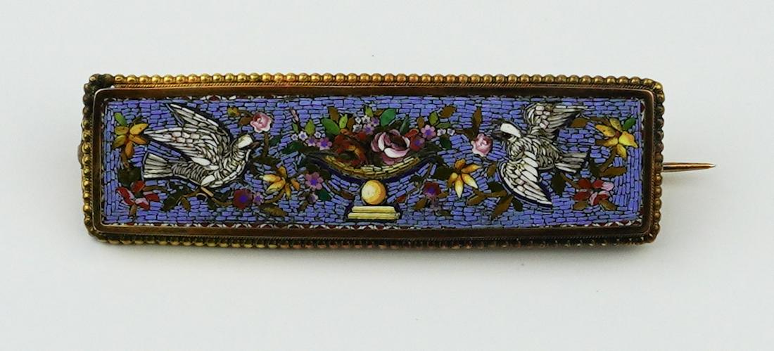 Vintage 14KYG Micro Mosaic Bar Pin (1 of 1)