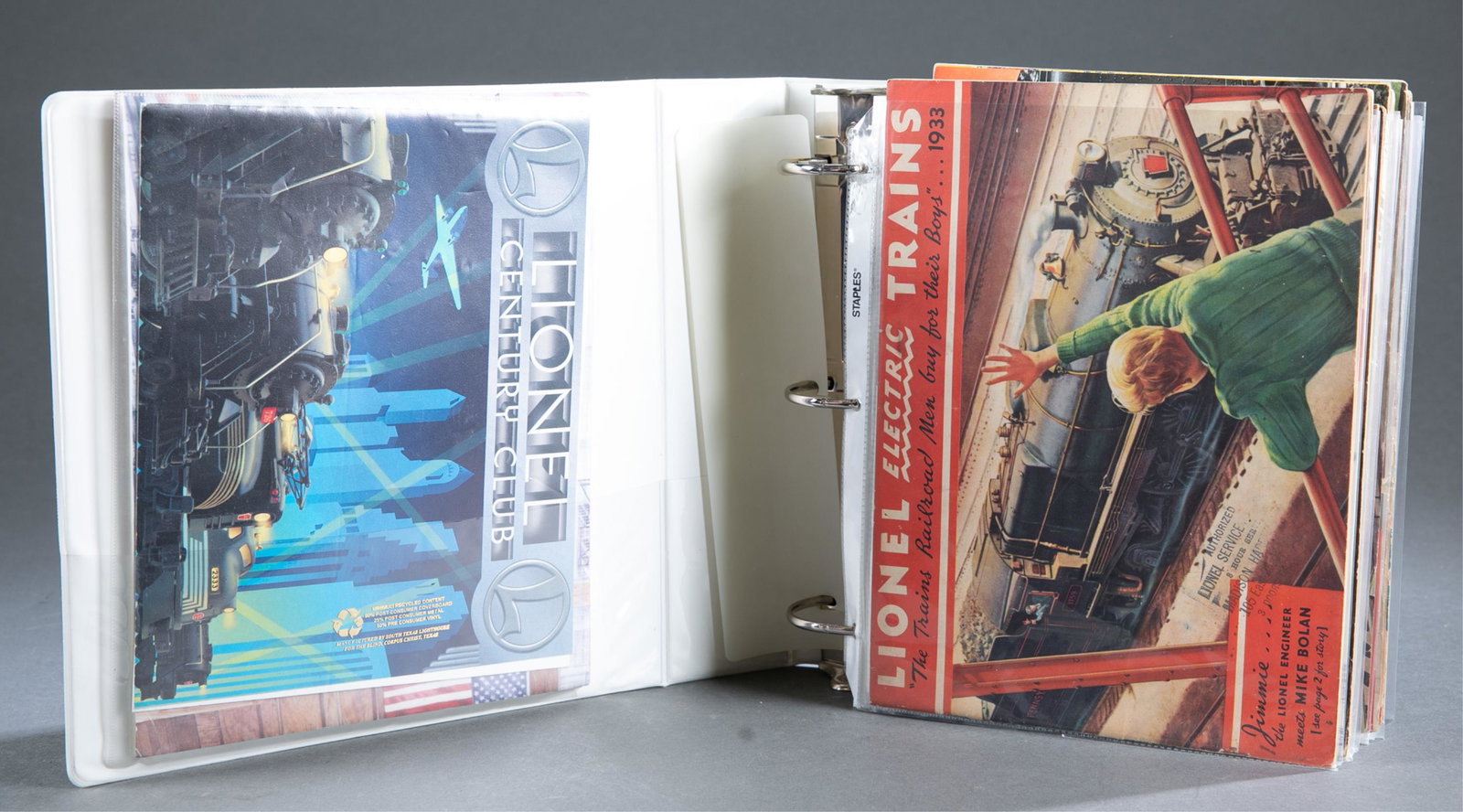 23 Lionel catalogs, manuals, and ephemera: A group of Lionel catalogs, manuals, and ephemera. ++ Includes a group of seventeen 1933-1949 items. Including reproduction 1925 Lionel catalog, 1933 Lionel catalog, and 1941 Lionel catalog. ++ Six 19