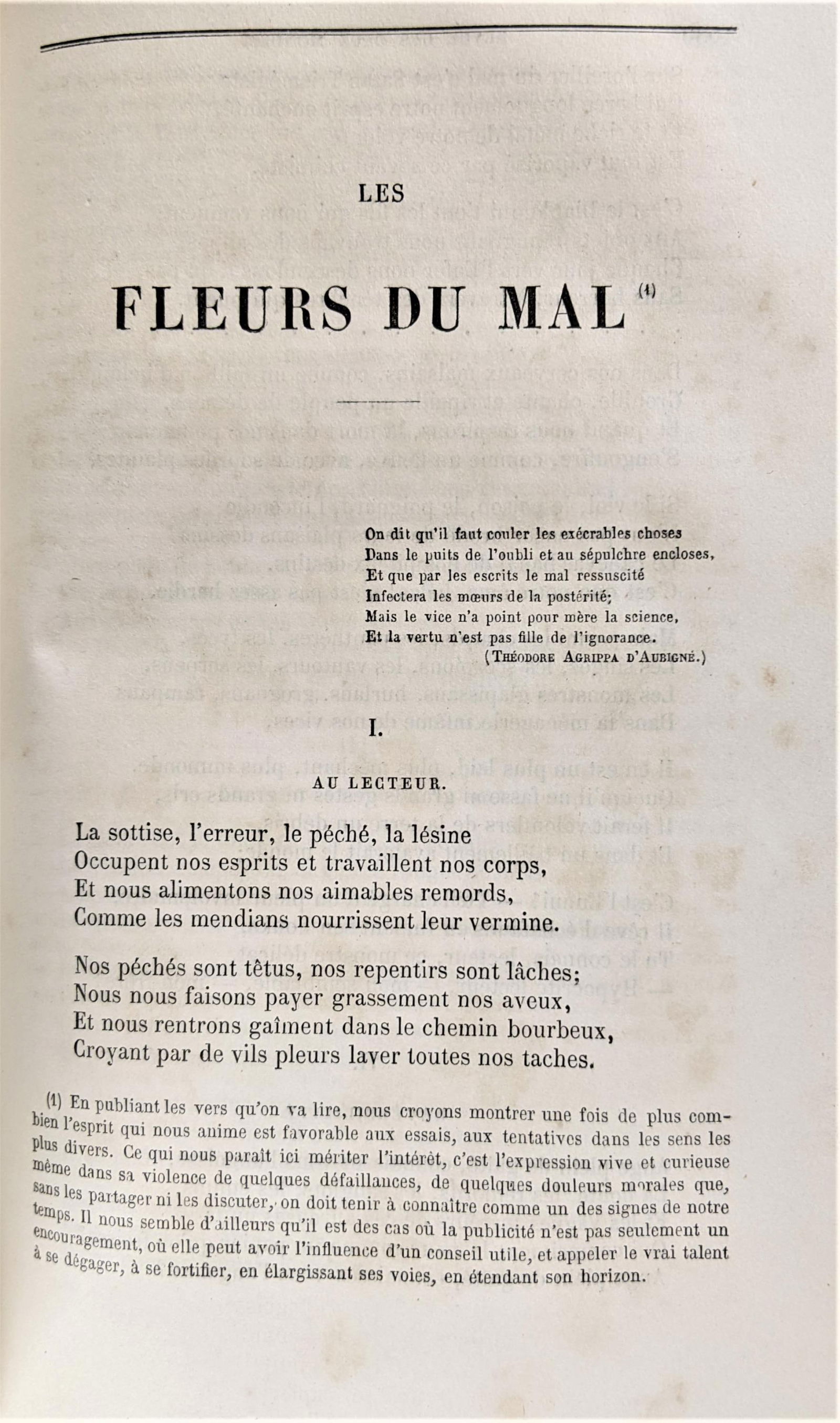 Baudelaire. Les fleurs du mal. 1855.: First appearance of Les fleurs du mal by Baudelaire in Revue de Deux Mondes 1855 (1079 vol. 4) 8 vols in total. One quarter bound in brown leather with brown green blue and cream marbled boards. marbl