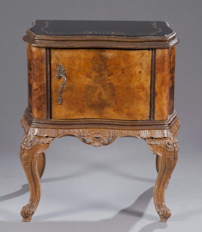 55 Art Nouveau Headboard and Nightstand Lot 55