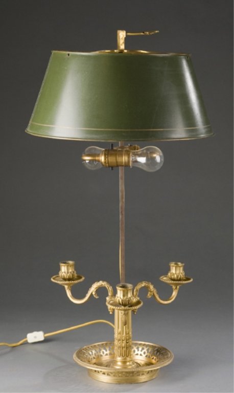 Bronze 3 light candleabra lamp.: Bronze three light candleabra lamp. 20th century. 24"h x 11"w. Provenance: From a private collection.