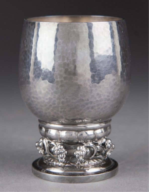Georg Jensen sterling cup: sterling silver cup. by Georg Jensen c.1945. 2 3/4" x 2"diam. 3.24t ozs.