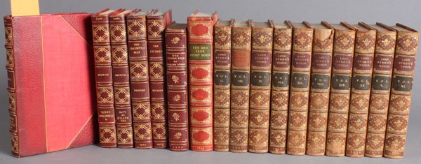 20 Vols, incl THE WORKS OF LORD BYRON, 10 vols.: [Byron/Dickens/Miscellany]. 11 Titles (20 Vols). 12mo/8vo. Half/full leather. ++ The Works Of Lord Byron; with his Letters and Journals, and his Life, by Thomas Moore, Esq. 10 Vols (of 17): Vols II-VI