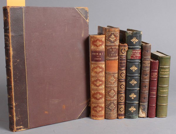 8 Books: Goldsmith, James Russell Lowell, others.: [Literature]. 8 Titles. 8vo/4to. Half/full leather. ++ The Works Of Oliver Goldsmith. Introduction, Notes by John Francis Waller. Lon: Cassell, Petter, and Galpin, (nd). Bdg rubbed mostly at edges of 