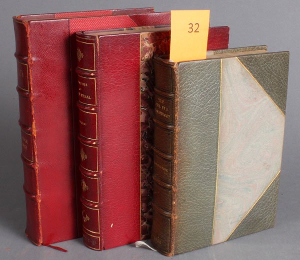 3 Books incl: MEMOIRES OF MADAME DE STAAL...: [Thanatology/Anatole France/Misc.]. 3 Titles. ++ Memoirs Of Madame De Staal De Launay. Written by Herself. Lon: Richard Bentley & Son, 1877. 350pp. 3/4 red levant morocco by Zaehnsdorf. Translated by 