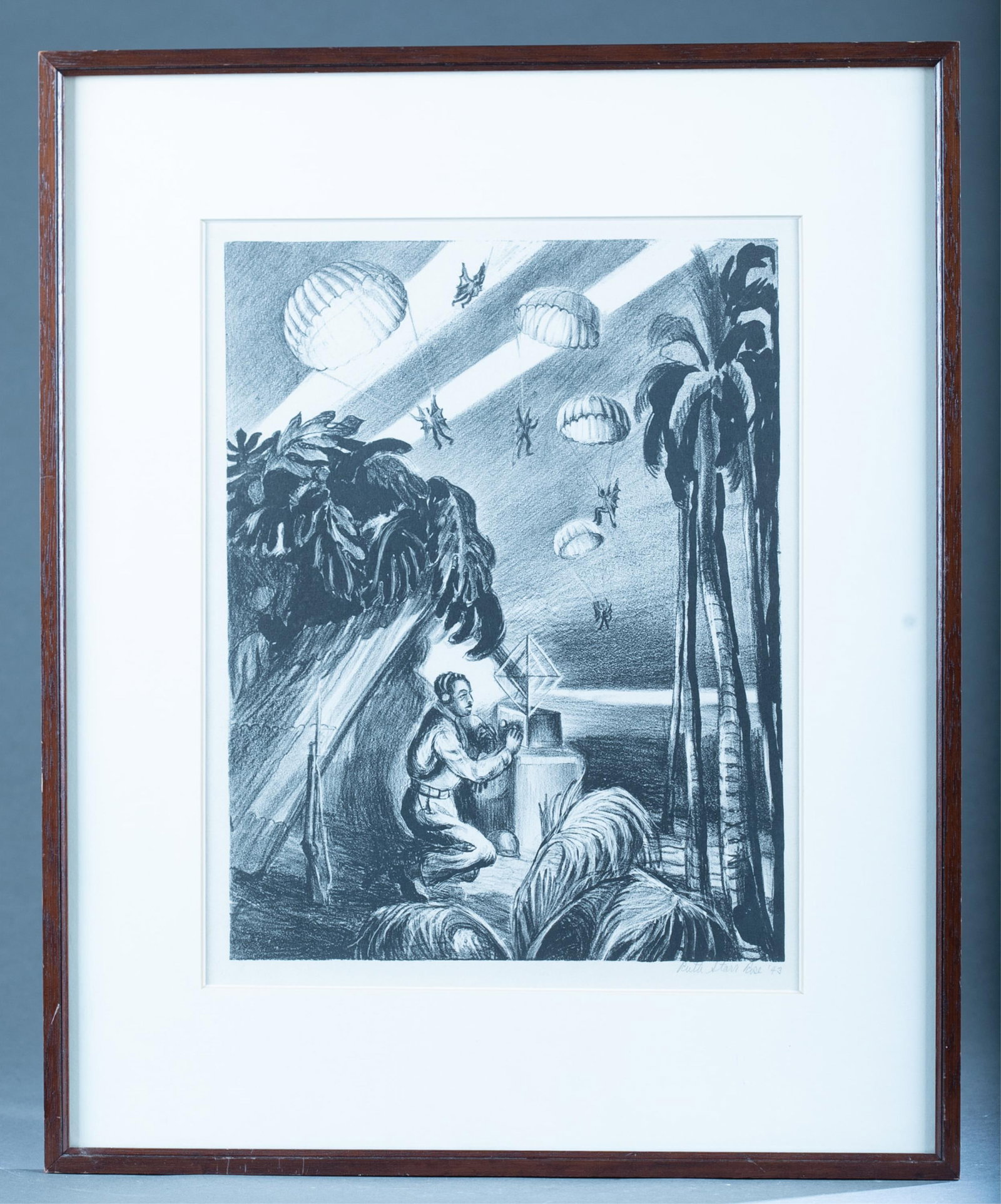 Ruth Starr Rose, "Couldn't Hear Nobody Pray", 1943: Starr Rose, Ruth (American 1887-1965). "Couldn't Hear Nobody Pray". 1943. Lithograph. Signed and dated l.r. Framed and matted. Frame: 16 1/2" x 20 1/2"Condition: Sight good. Not examined out of frame.