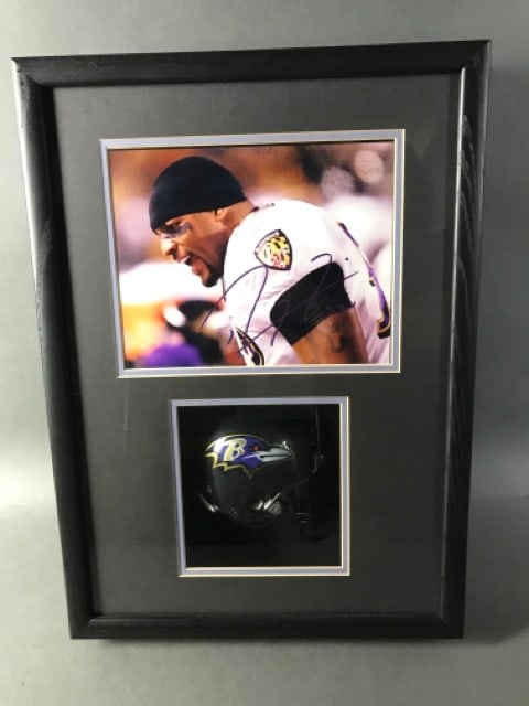 Ray Lewis Autographed Photograph and Mini-Helmet (1 of 5)