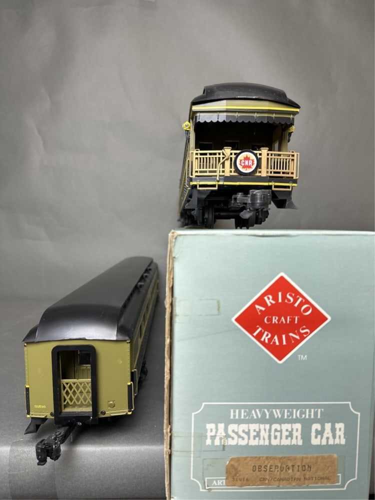 Aristo craft heavyweight coach and observation car: Aristo craft heavyweight coach and observation cars (2 total) - Canadian National ART 31516 and 31416 Car numbers are 1416 - Montreal (observation) and 1516 - Newfoundland (coach); 31416 comes with or