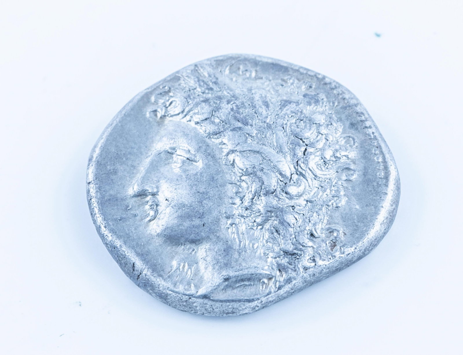 Metapontium, Lucania AR stater XF: A Metapontium, Lucania (Italy) silver stater. Circa 330-290 BCE. Obverse: head of Demeter Reverse: Barley ear, "META," and pitchfork.Condition: Extra Fine condition.