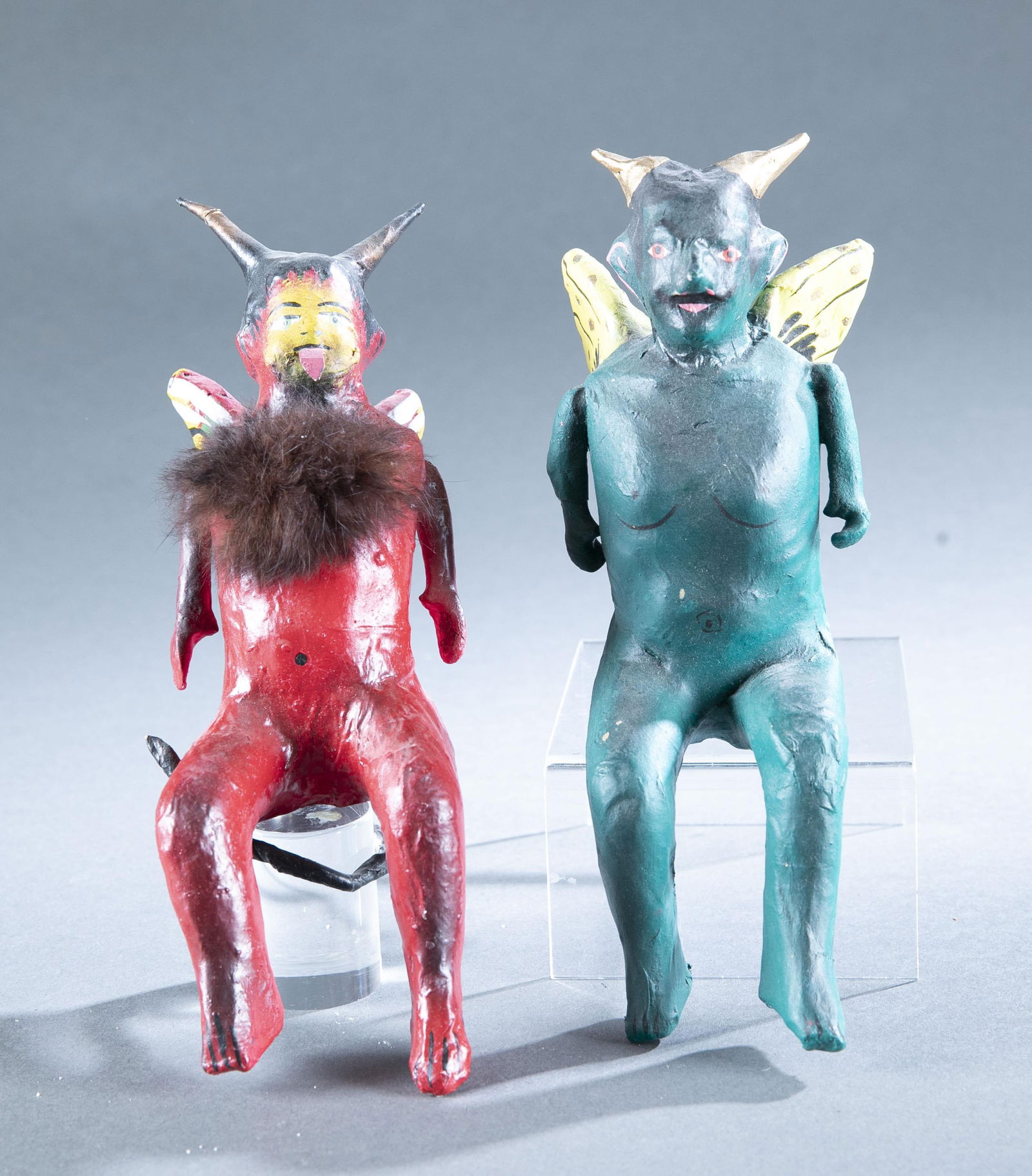2 Mexican folk art paper mache devils (1 of 6)