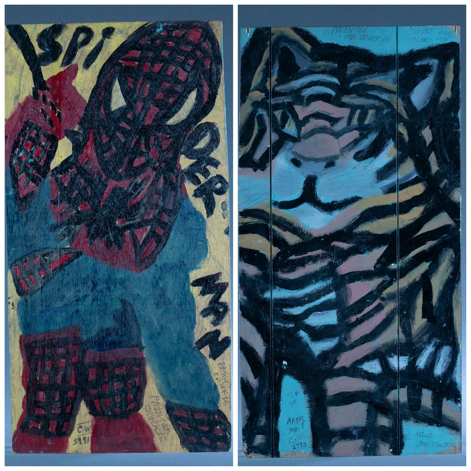 Artist Chuckie Williams, "Spiderman" & Tiger, 1993 (1 of 7)