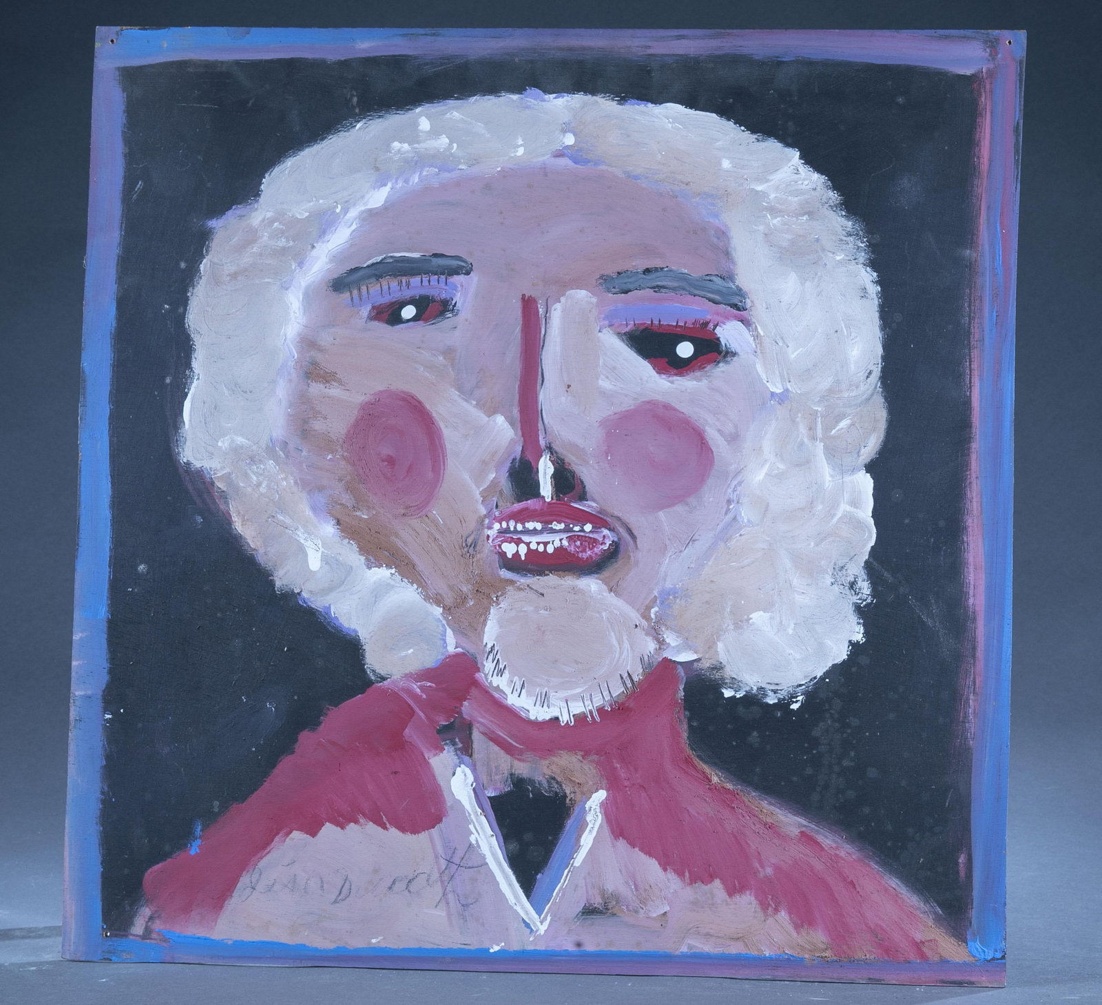 Jimmie Lee Sudduth, Portrait.: Sudduth, Jimmie Lee (American, 1910-2007). Portrait of a face. 24 1/2" x 24".Provenance: The Pete Cecere Folk Art Collection