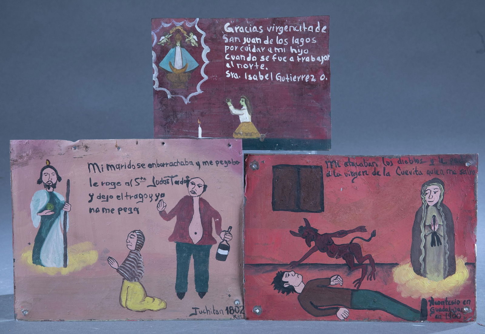 3 Religious folk art paintings. (1 of 5)