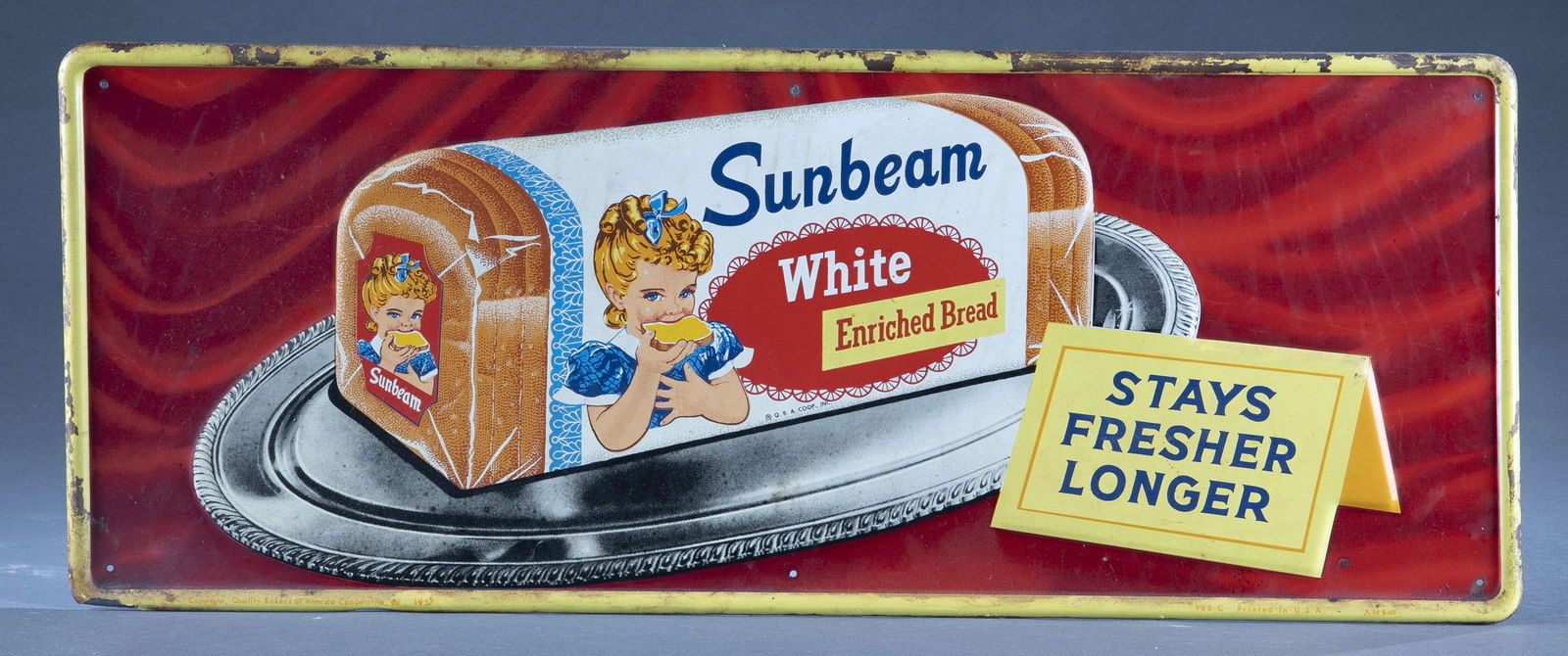Sunbeam white enriched bread sign, 1957. (1 of 4)