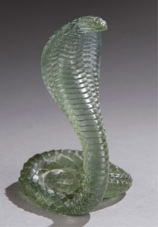 A Daum, France Art Glass Cobra.: Daum A French art glass cobra. 5 1/4"h. Engraved 'Daum France" underneath.