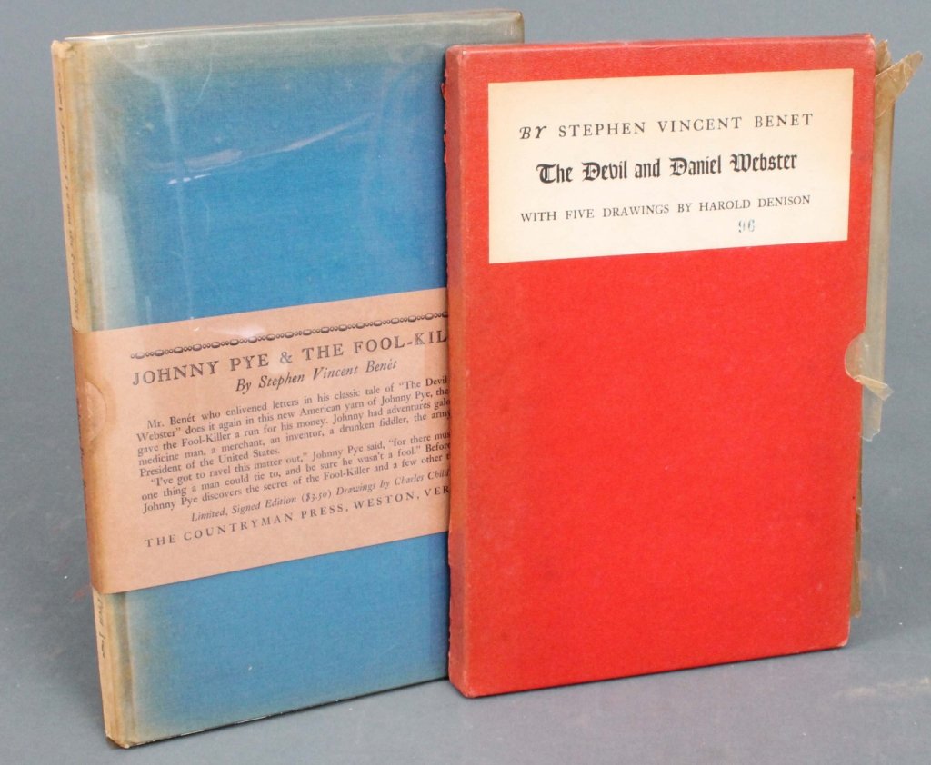 2 First Editions: Stephen Vincent Benet.: [Benet, Stephen Vincent]. 2 First Editions, signed and limited. ++ THE DEVIL AND DANIEL WEBSTER. Weston, VT: Countryman Press, (1937). #96 of 700 signed by Benet and signed by the illustrator, Harold 