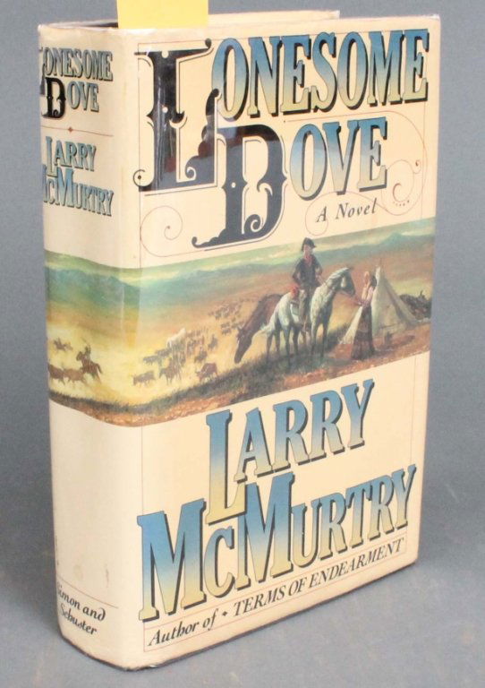 LONESOME DOVE, 1st prtg, signed by Larry McMurtry.: [McMurtry, Larry]. LONESOME DOVE. NY: Simon & Schuster, (1985). 1st edition, 1st printing, with "none" on p621, line 16. Signed by McMurtry on front free endpaper (above signature is a gift inscriptio