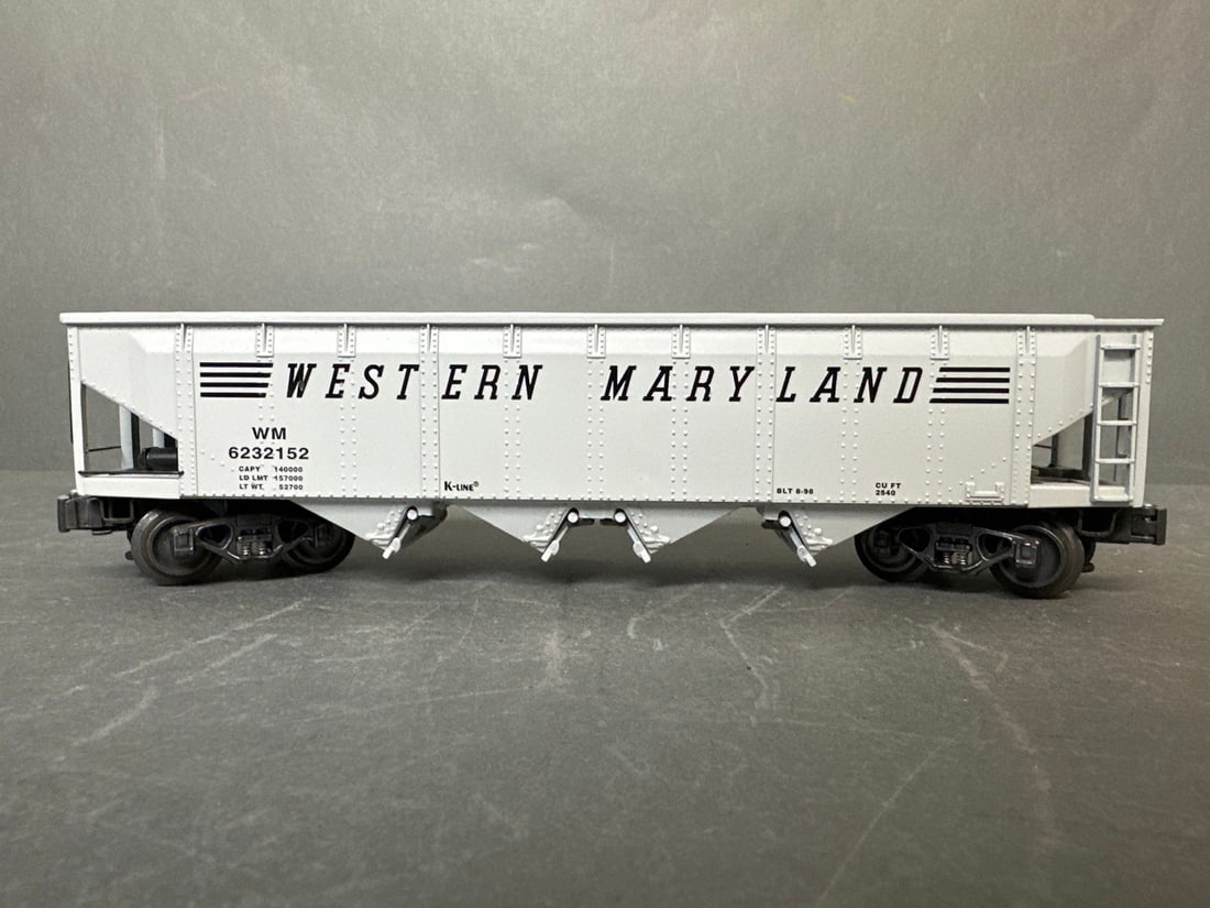 K line O-Scale mismatch cars - die cast hoppers (2 - Western Maryland and B&O), classic die cast (1 of 20)