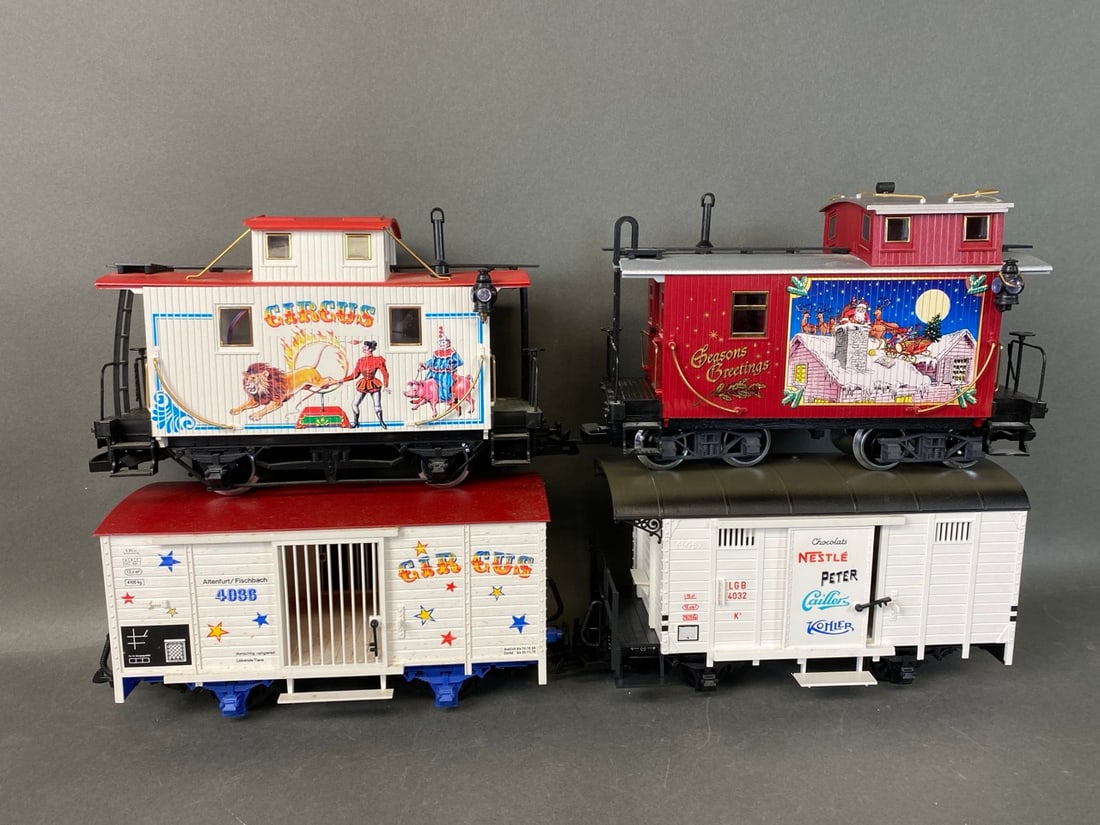 LGB trains G-scale mismatch cars - Circus Animal Wagon, Circus Bobber Caboose, Nestle Peter Caillers (1 of 13)
