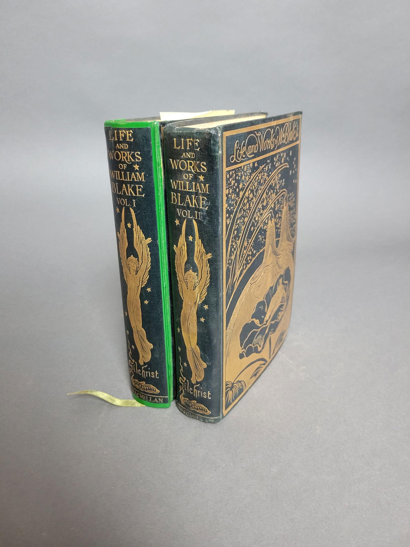 Life of William Blake with Selected Poems.: [Biography] Gilchrist, Alexander. Life of William Blake. With Selections from His Poems and Other Writings. Macmillan and Co, London, 1880. 2 volumes. 8vo. xxi (1) 431, ix (4) 383 pp. Original gilt st