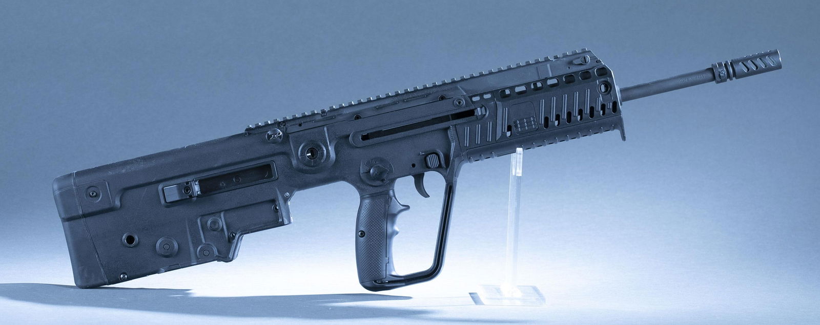 IWI Tavor X95 rifle, 5.56 NATO: A IWI U.S. Inc. imported Tavor X95 bullpup rifle, 5.56 NATO. 18 1/2" barrel with muzzle device. Polymer frame. 30 1/2" overall. Serial T0066***. Condition: Excellent condition. 98% of original finish.