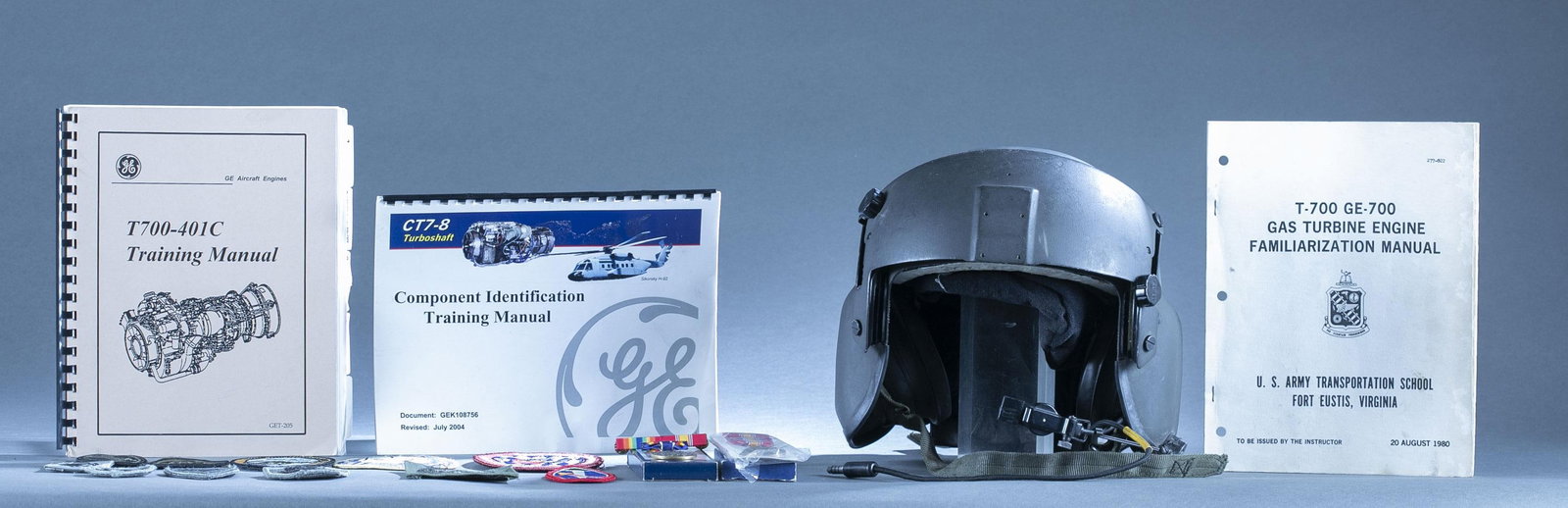 Gentex HGU-56/P helmet, aphemera, and insignia: A Gentex HGU-56/P Rotary Wing Helmet System helmet, ephemera, and insignia.