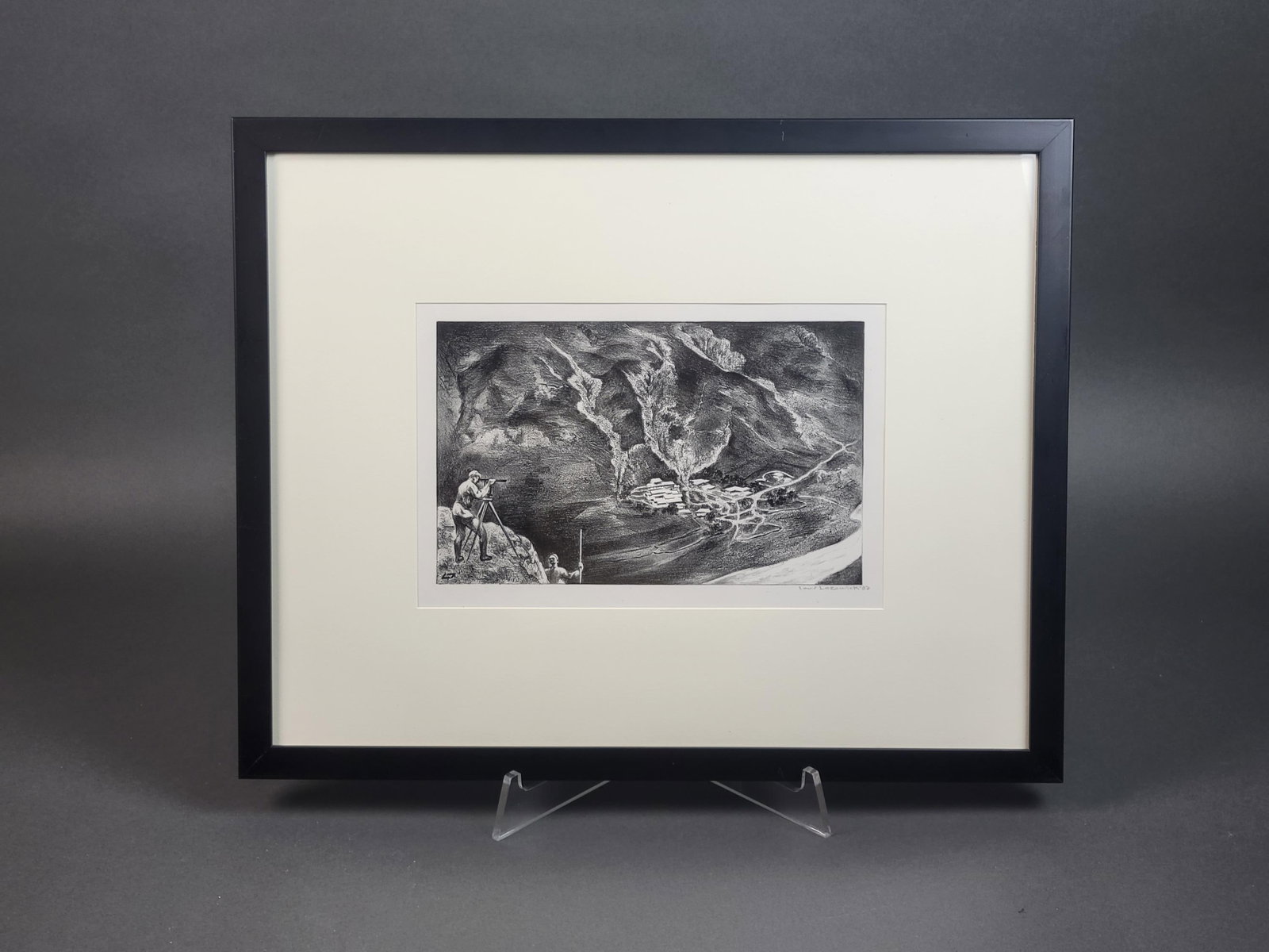 Lozowick, "Village In The Caucasus," 1932, Litho.: Lozowick, Louis (Ukrainian/American, 1892-1973). "Village In The Caucasus. (Caucasian Village.)" Lithograph. 1932. Signed and dated l.r. in pencil. Edition of 10. Tipped onto matting. Tittle l.l. unde