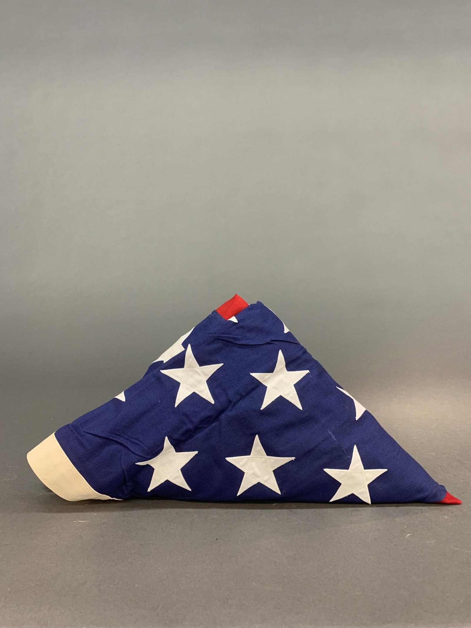 Linen American Flag: A large Valley Forge Flag. Co. linen American Flag. 60" x 112". Provenance: From the estate of U.S.M.C. Four Star General Alfred M. Gray Jr (American, 1928-2024). General Gray was the 29th Commandant