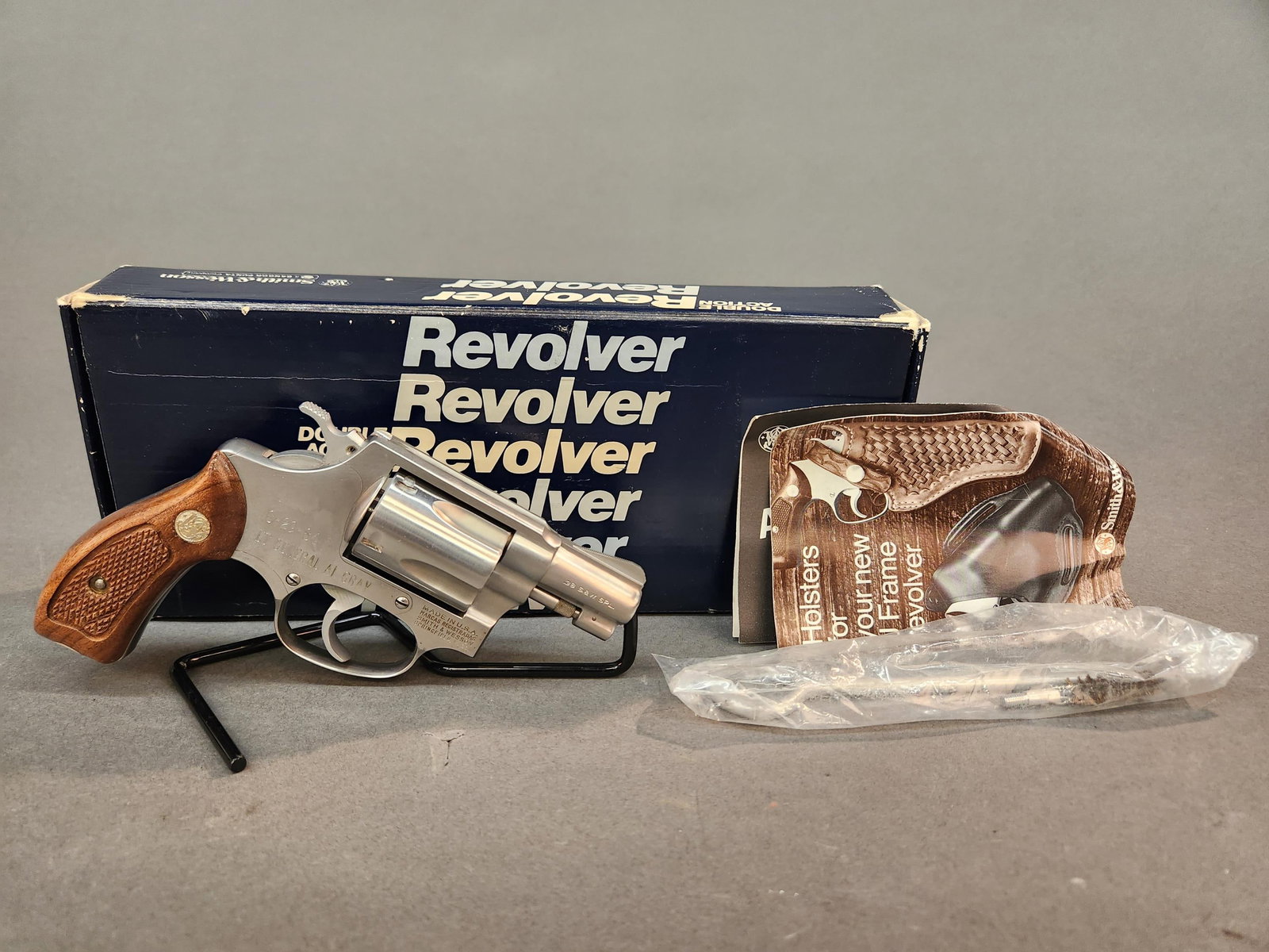 Inscribed Gen. Gray S&W M60 revolver, .38 Spl: A Smith and Wesson Model 60 J-Frame Chief's Special double action revolver, .38 Special. Stainless steel finish. 2 " barrel. Inscribed on side "8-29-84/ LT. GENERAL AL GRAY." Includes original box wit
