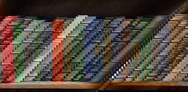 18 Vols. Signed Franklin Library.: [Franklin Library/Signed] 18 volumes, signed first editions. 8vo. Full leather, gold gilt text block edges, marbled endpapers, sewn in silk ribbon page marker. Condition: Fine to near fine. Some