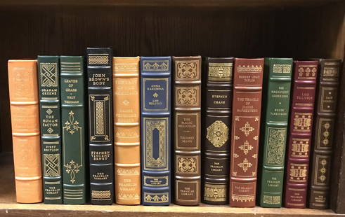 12 Vols. Franklin Library.: [Franklin Library] 12 volumes, first editions. 8vo. Full leather, gold gilt text block edges, marbled endpapers, sewn in silk ribbon page marker. Condition: Fine to near fine. Some volumes may have