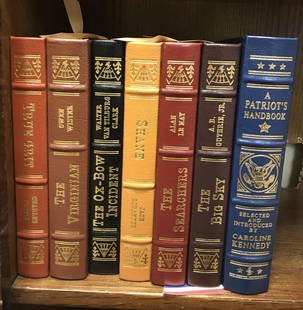 7 Vols. Easton Masterpieces of the Wild West.: [Easton Press] 7 volumes. Includes complete 6 volume Easton Press Masterpieces of the Wild West, feat. The Searchers, The Virginian, True Grit and more. With Caroline Kennedy book. 8vos. Full