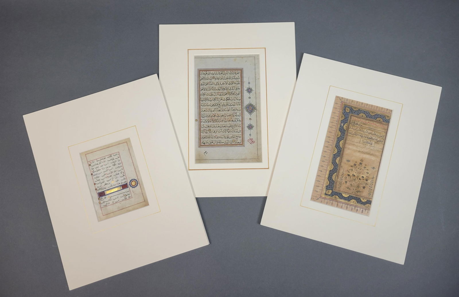 Three Qur'an Illuminated Leaves. (1 of 8)