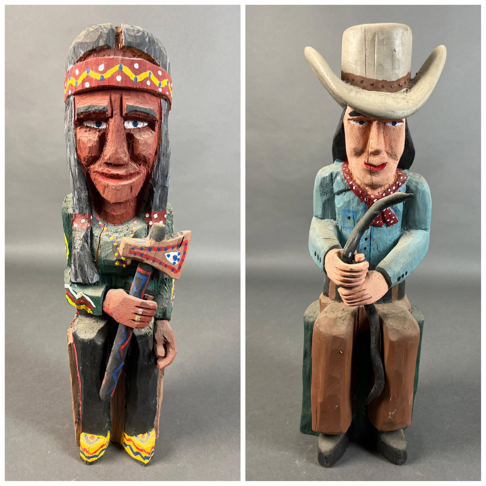2 Folk art carved figures. (1 of 7)