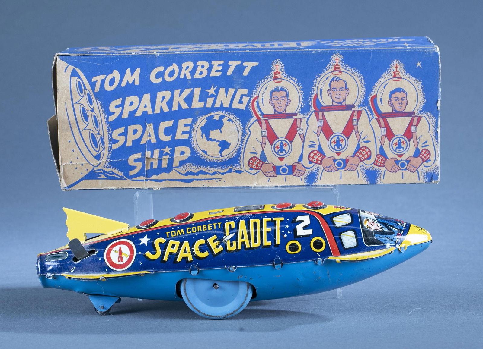 Marx Tom Corbett  tin litho windup space ship (1 of 5)