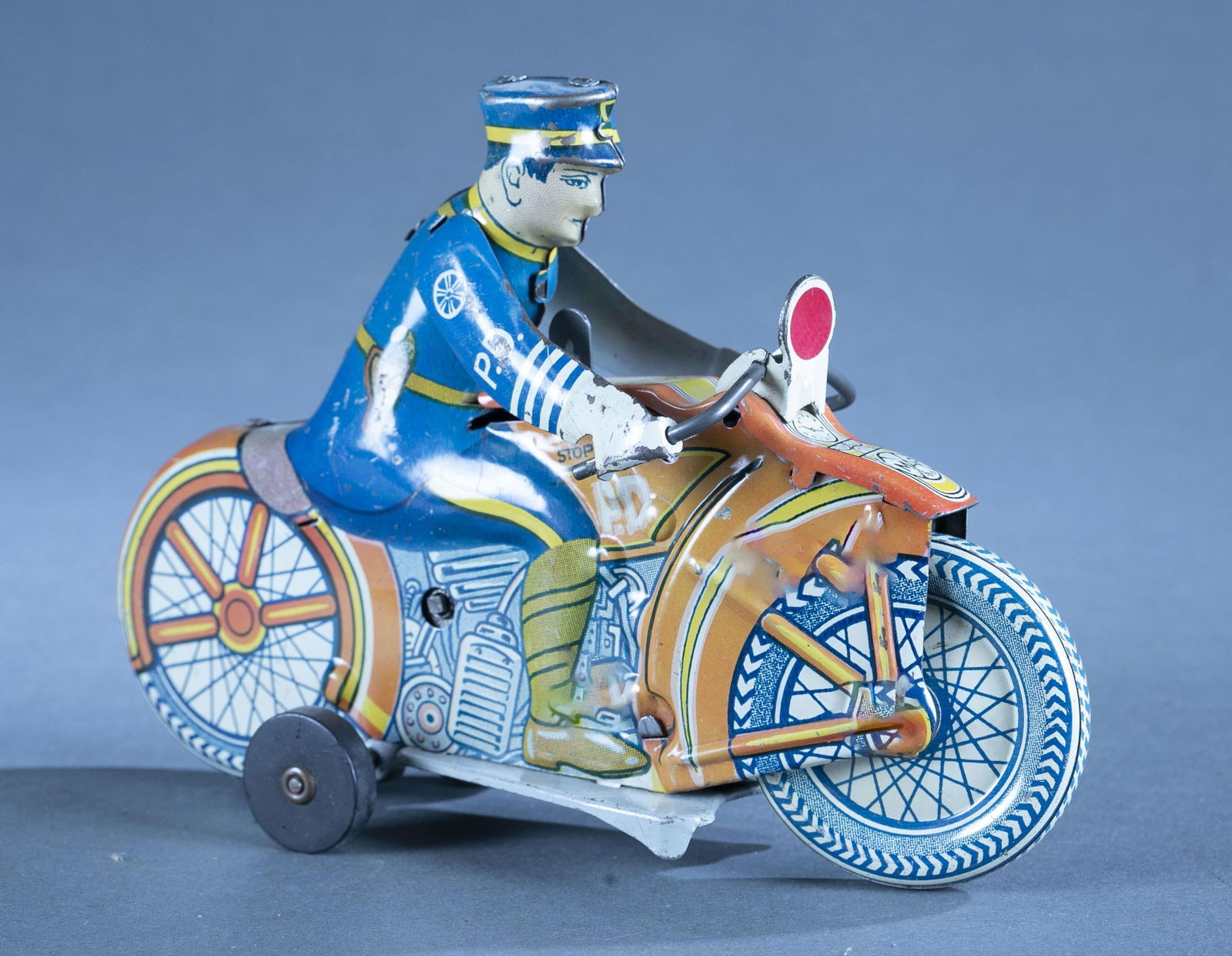 Marx PD motorcycle siren tin litho wind up toy (1 of 4)