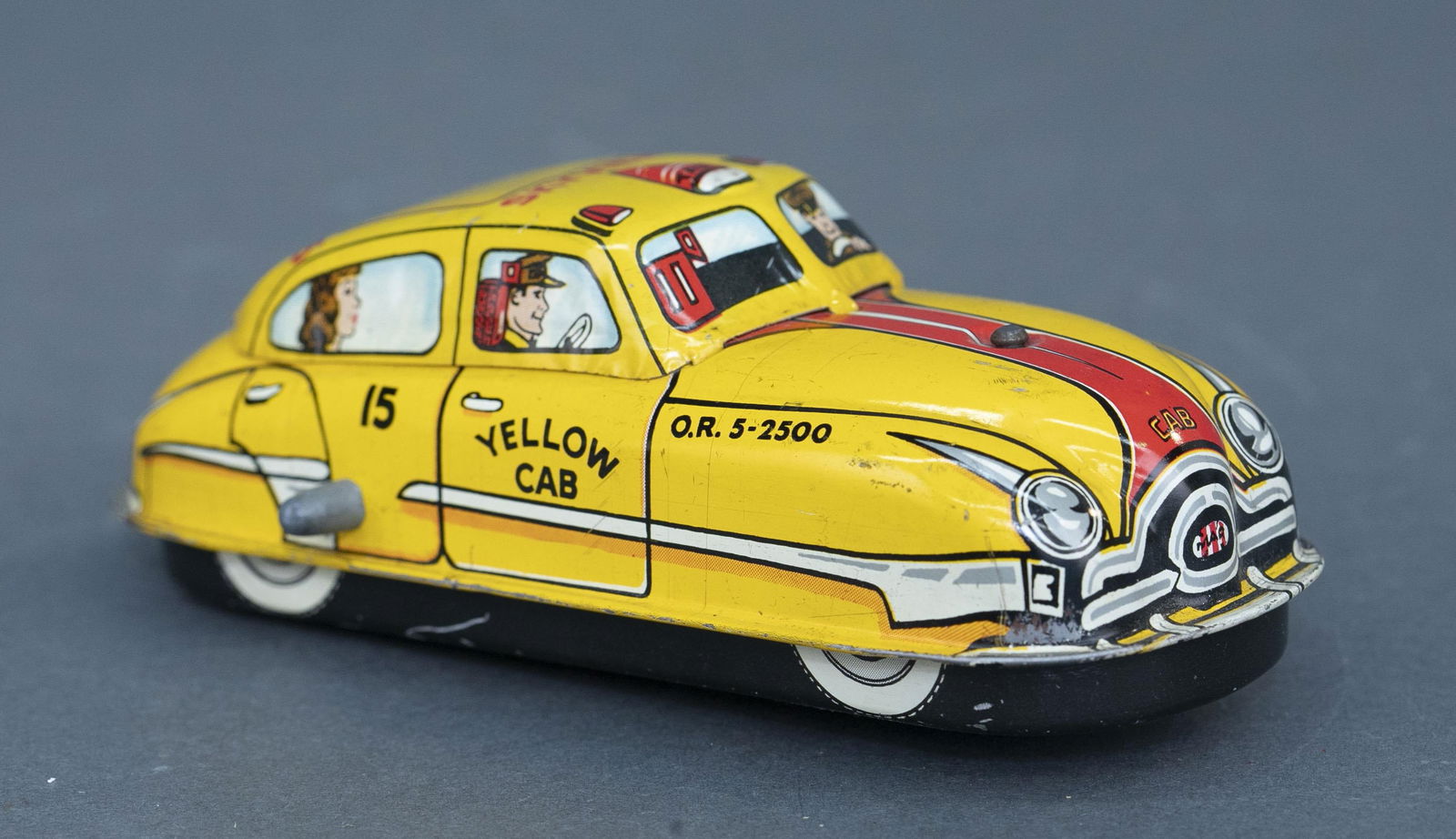 Marx Yellow Cab #15 tin litho wind up toy (1 of 4)