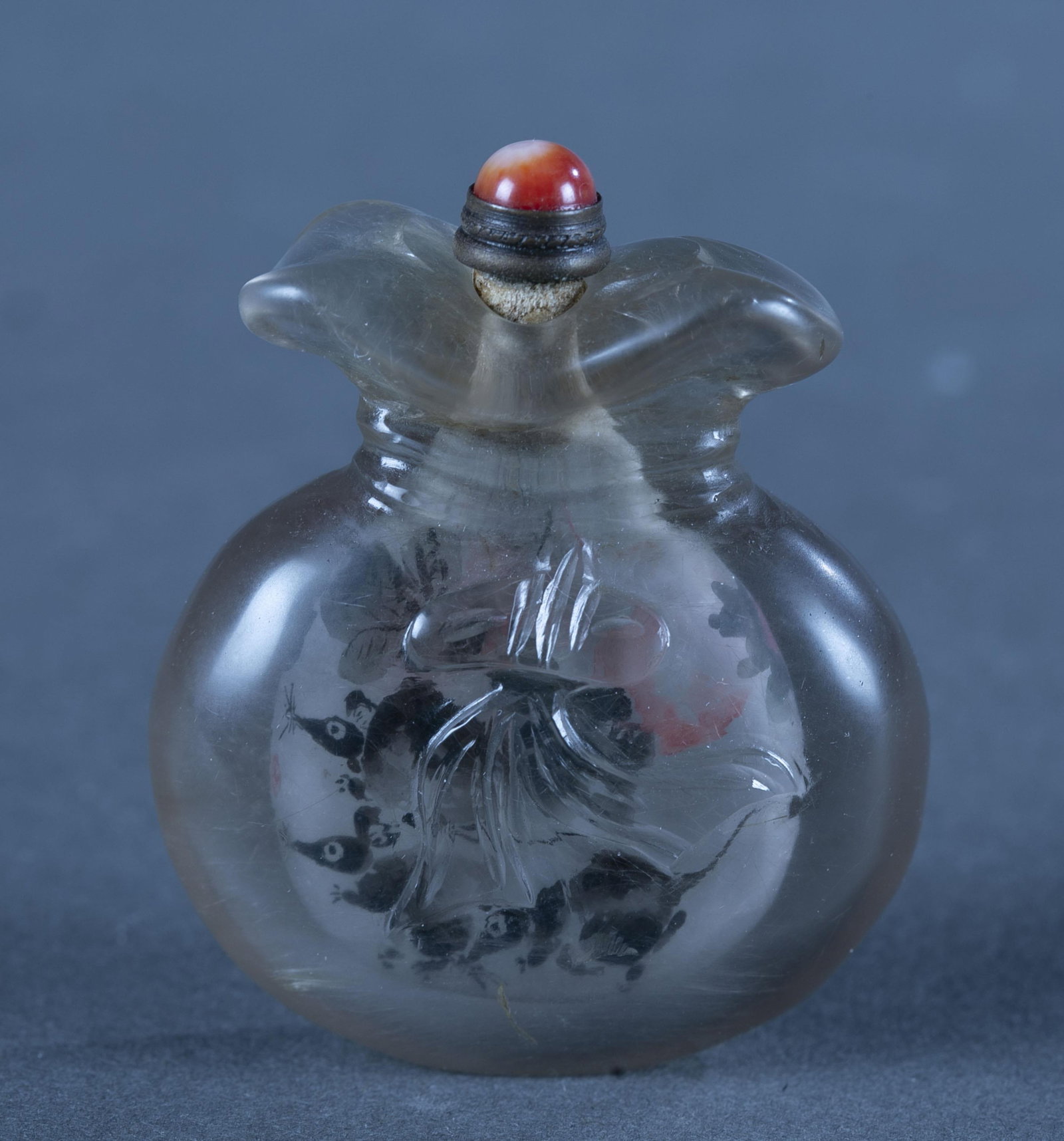 Reverse painted snuff bottle.: A reverse painted snuff bottle. Marked inside. 2 1/8".