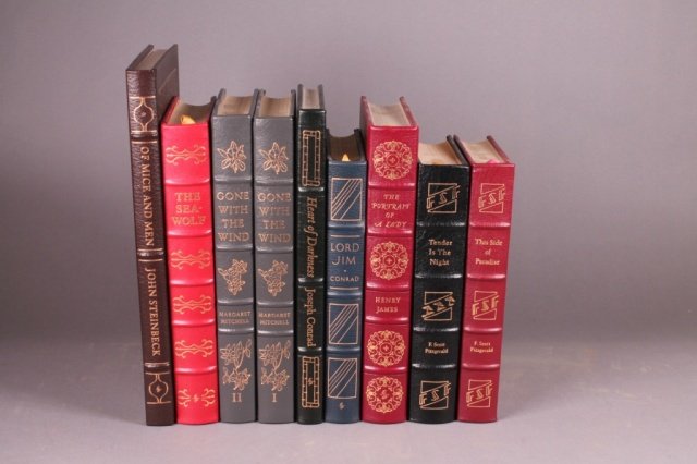 10 Vols: Easton Press. Mitchell, Steinbeck, others: [Easton Press/American Authors]. 9 Titles (10 Vols). Norwalk, CT: Easton Press. Mostly 8vo, one 4to. Full leather, gilt lettering and decorations, aeg, ribbon. ++ Jack London. THE SEA-WOLF. Illustrati