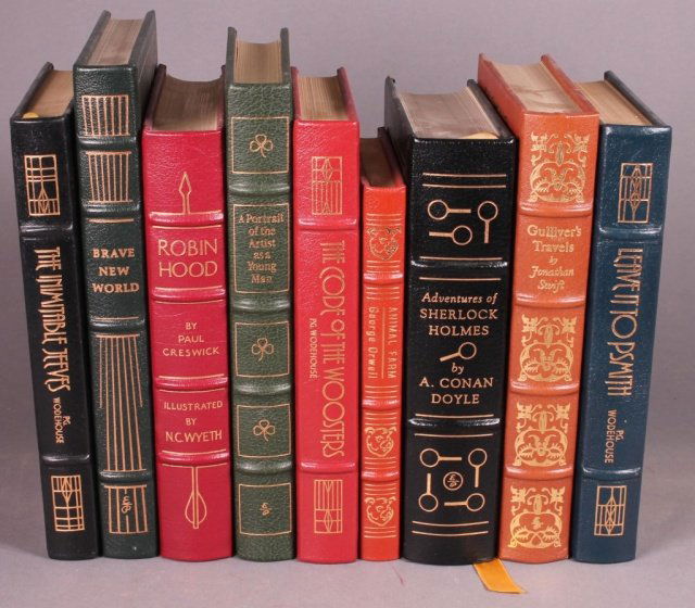9 Books: Easton Press. Wodehouse, Doyle, others.: [Easton Press/British Authors]. 9 Titles. ++ Paul Creswick. ROBIN HOOD. Illustrated by N. C. Wyeth. ++ Jonathan Swift. GULLIVER’S TRAVELS. Illustrated by Fritz Eichenberg. (1976). ++ Sir Arthur Cona