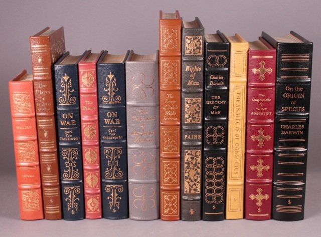 11 Books (12 Vols): Easton Press. Nonfiction.: [Easton Press/Philosophy/Science]. 11 Titles (12 Vols). ++ Carl von Clausewitz. ON WAR. 2 Vols. (1989). ++ Francis Bacon. THE ESSAYES OR COUNSELS CIVILL & MORALL. (1980). ++ THE CONFESSIONS OF ST. AUG