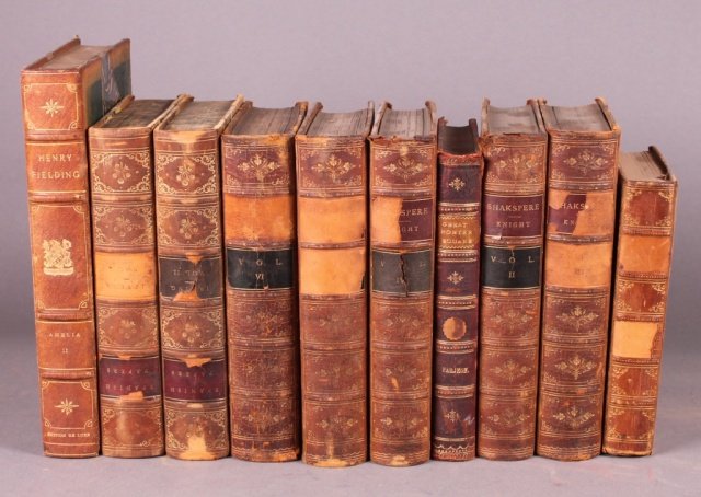 10 Vols: Emerson, Irving, Farjeon, others.: [Literature]. 5 Titles (10 Vols). 12mo/8vo. Differing half leather. ++ POEMS by Ralph Waldo Emerson. Bos/NY: Houghton Mifflin, 1883. ++ Washington Irving. SPANISH PAPERS AND OTHER MISCELLANIES, HITHER