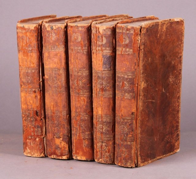 Oeuvres de Blaise Pascal. 5 Vols. 1779. 15 plates.: [Mathematics/Blaise Pascal]. OEUVRES DE BLAISE PASCAL. 5 Vols. Hague [Paris]: Detune, 1779. 8vo. Vol I: 132, 425pp. Vol II: xij, 549pp. Vol III: viij, 526pp. Vol IV: viij, 456pp. Vol V: viij, 462pp. 1