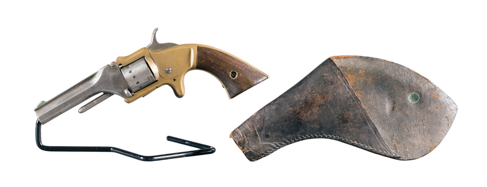 Manhattan pocket revolver, .22 Caliber: [Antique Firearm] A Manhattan Firearms Co. for American Standard Tool Co. 2nd model pocket revolver, .22 Caliber. Brass frame. 3 1/4" barrel marked "AMERICAN STANDARD TOOL CO., NEWARK, N.J." Walnut gr
