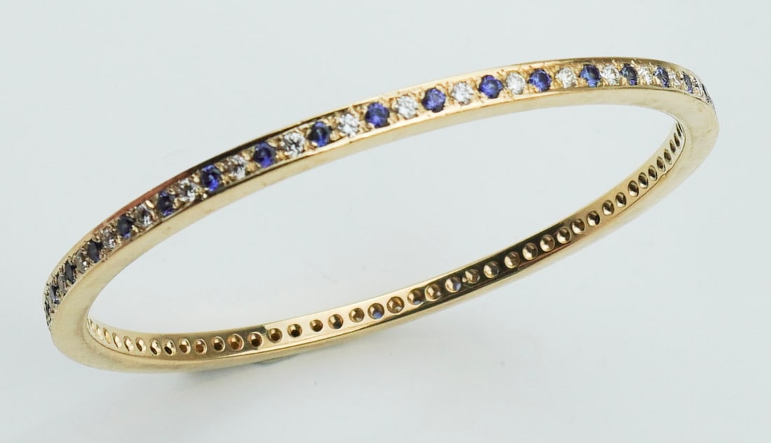 14KYG Sapphire & Diamond Bangle Bracelet (1 of 4)