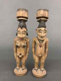 2 Yoruba style figures, Nigeria.