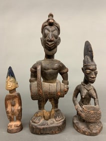 3 Yoruba figures, Nigeria.