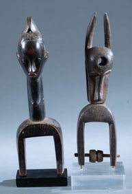 2 Baule Heddle Pulleys, Ivory Coast.