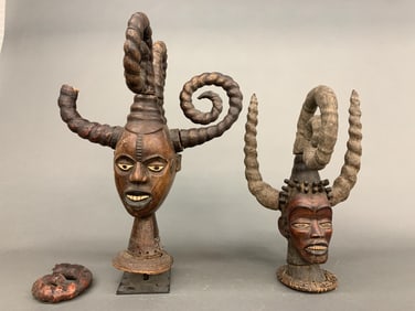 2 Ekoi style masks, Nigeria.