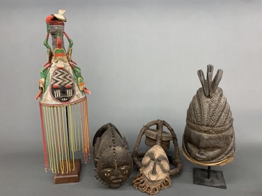 4 African masks.